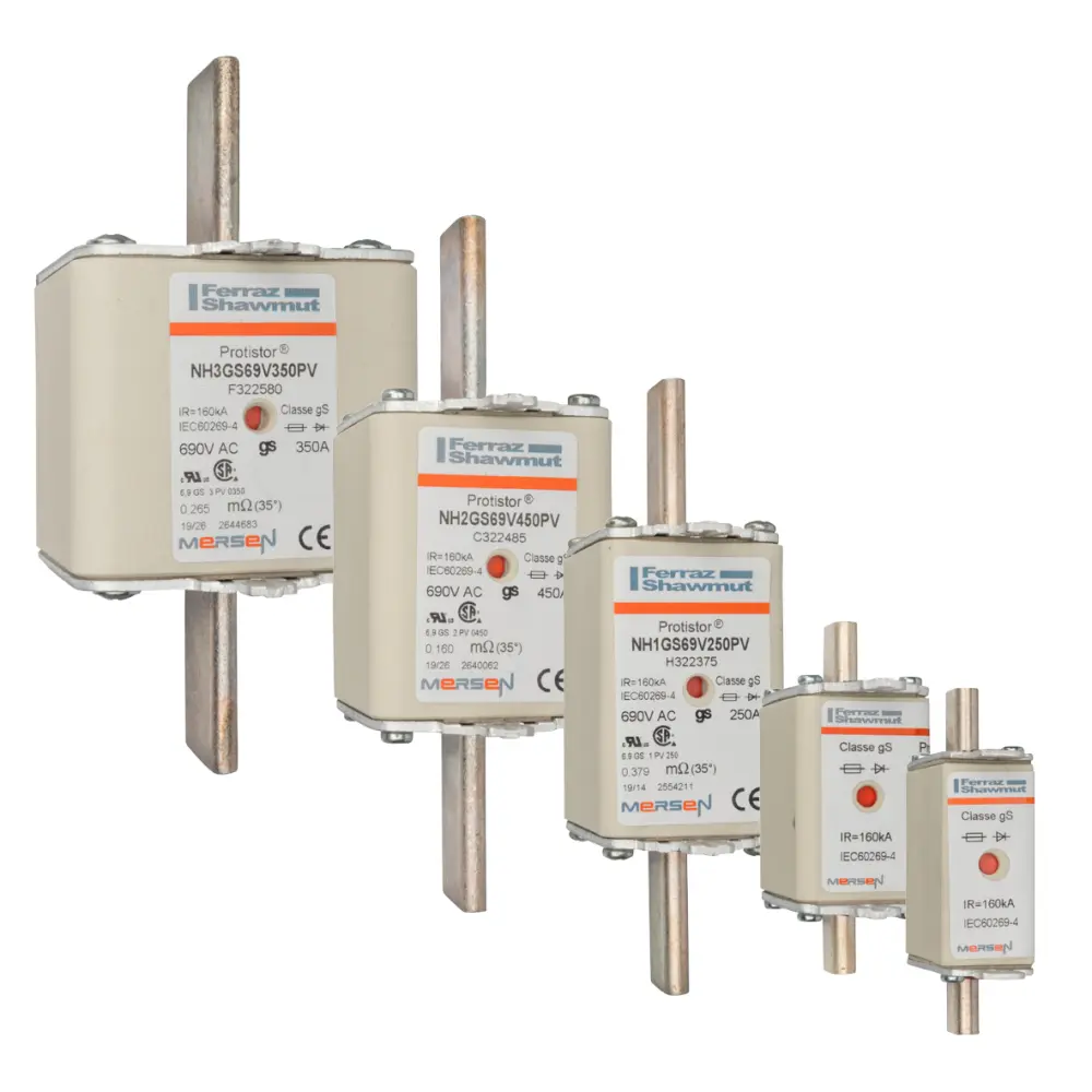 Fusible NH Mersen, NH000, gS, 690V ac, 100A, FF, DIN 43653, IEC 60269-4 | T322063