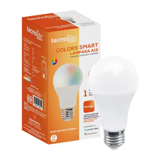 Foco inteligente arcoíris Wifi A19 - Tecnolite