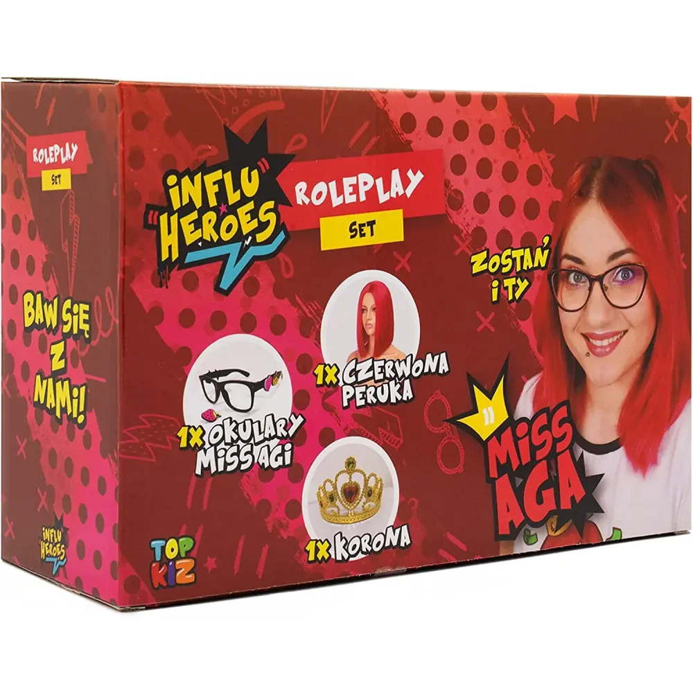 Lentes para Streaming Influ Heroes Miss Aga dress up kit peluca, corona, gafas