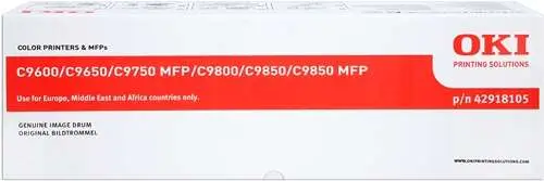 OKI C9600/C9650/C9655/C9800/C9850 Amarillo Tambor de Imagen Exclusivo - 42918105