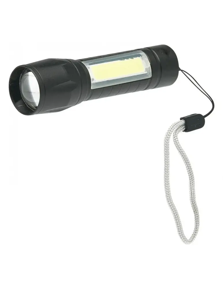 D89R LINTERNA LED+COB PORTÁTIL RECARGABLE 1W 120lm NEGRA VELAMP