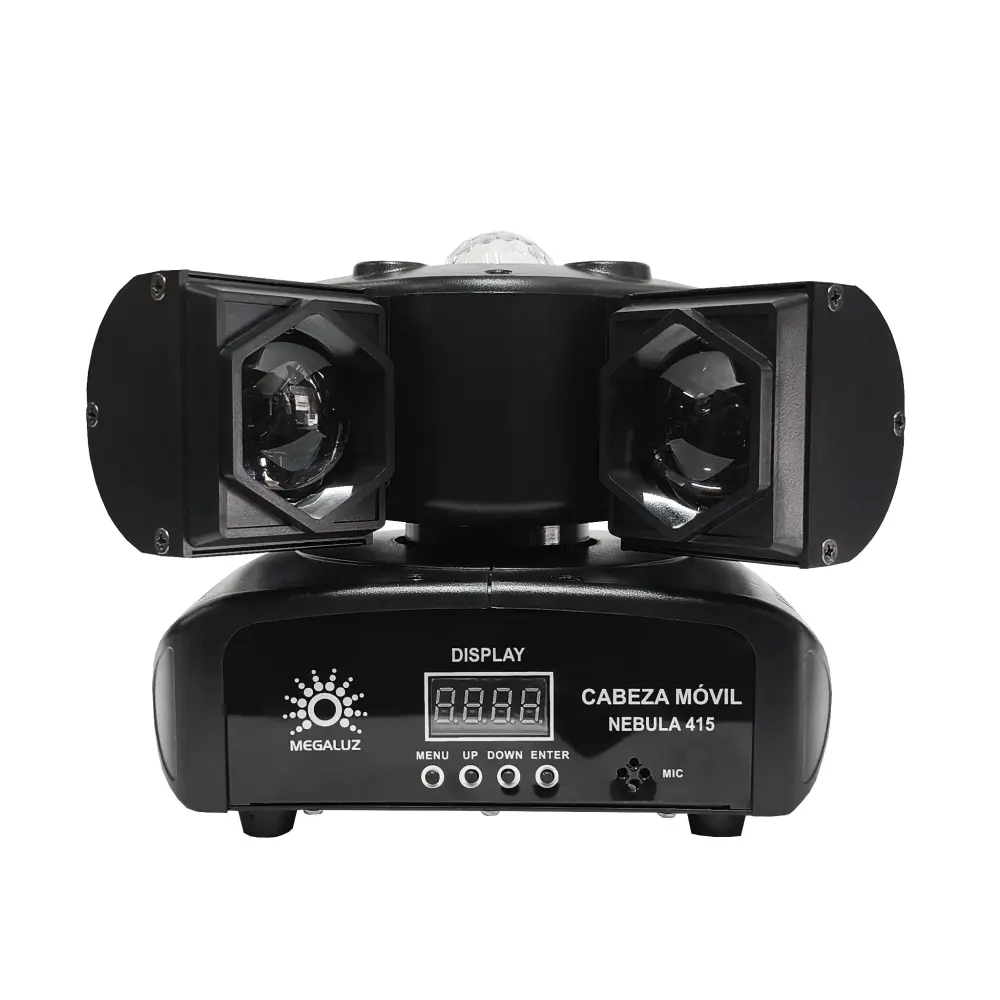 Destellador de Luz Robótico, 4 Leds RGBW 10w + 1 LASER ROJO 100mW + laser vrde 100mW + 2 LED COB TEMPLADO 5w + 1 LED RGBW...