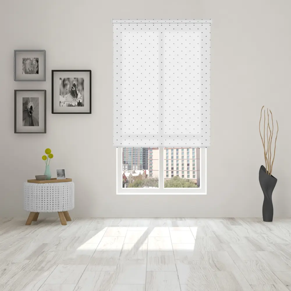 Estor enrollable estampado twist blanco y negro 90 x 250cm