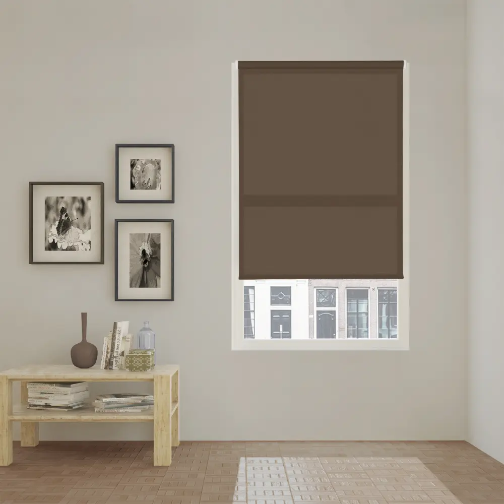 Estor enrollable práctico fix traslúcido ecofuture marrón 60 x 190cm