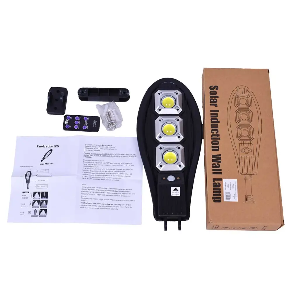 Farola solar LED encendido automático negro