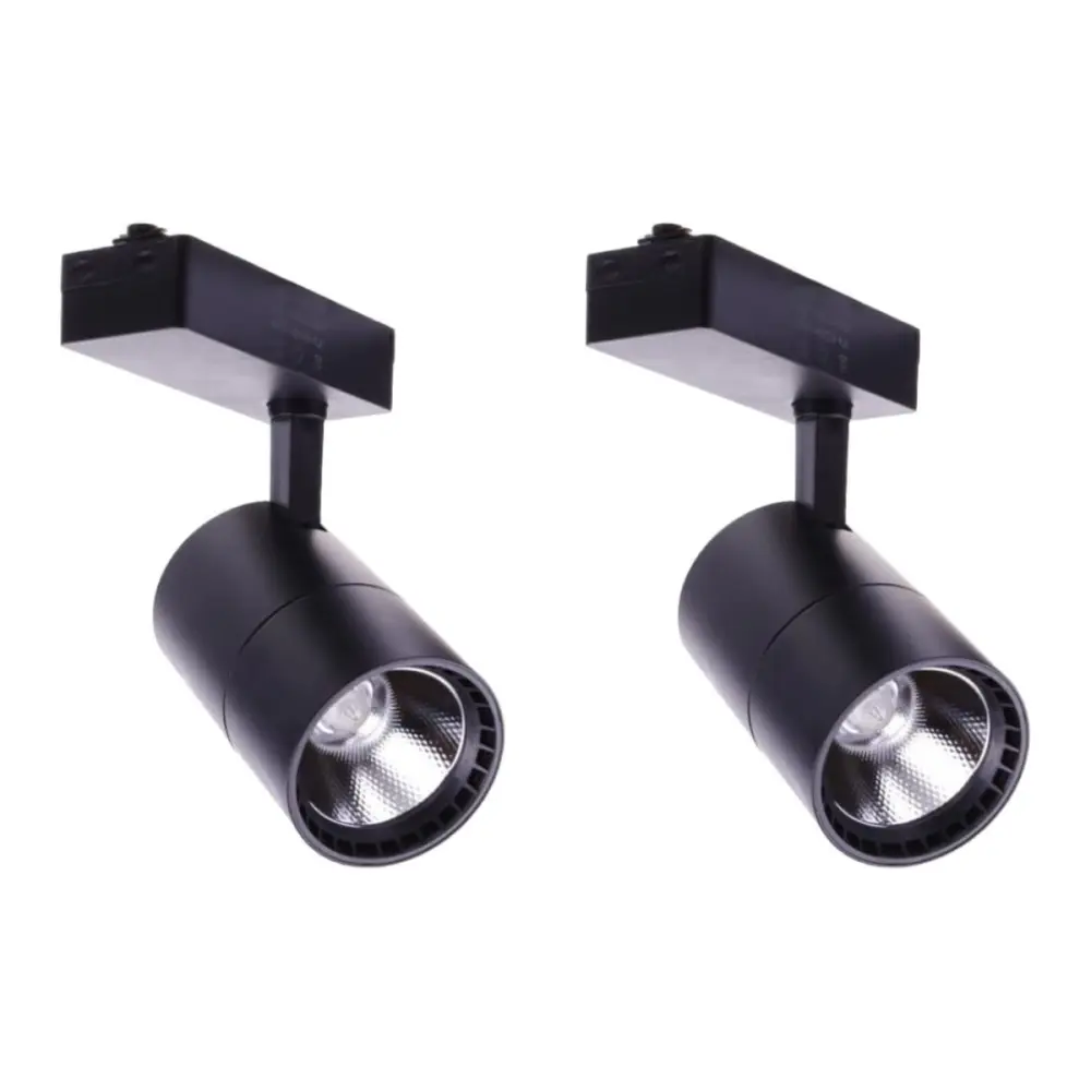 2x foco LED carril 40w, luz fria 6000k, 2700 lm, 220v monofásico, negro