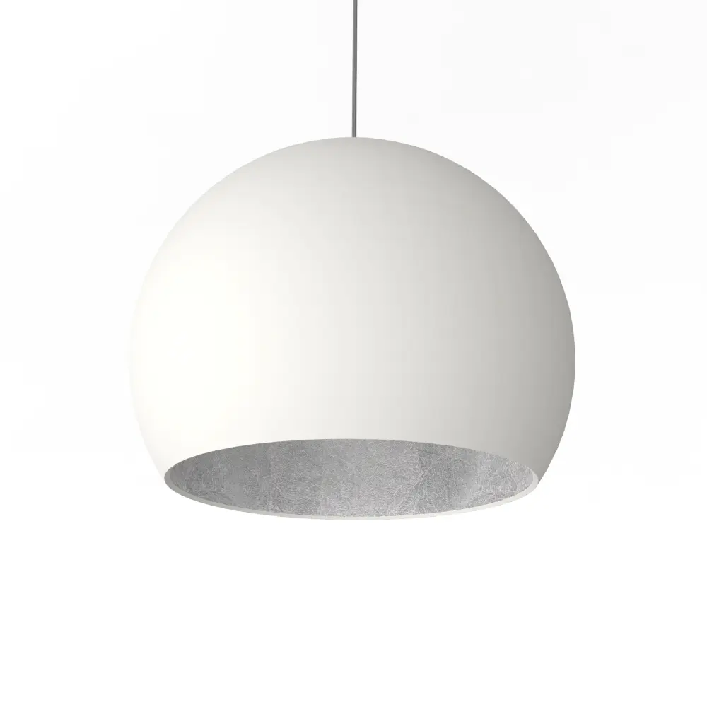 Joe lámpara pendiente, 1x E27, max 42w, blanco mate/hoja de plata, d.40cm