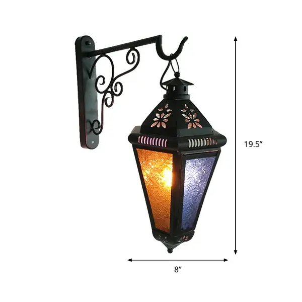 Lampada da soffitto ferro con 1 lampadina Art Déco, cono blu/nero, per montaggio parete, da balcone, con paralume vetro c...