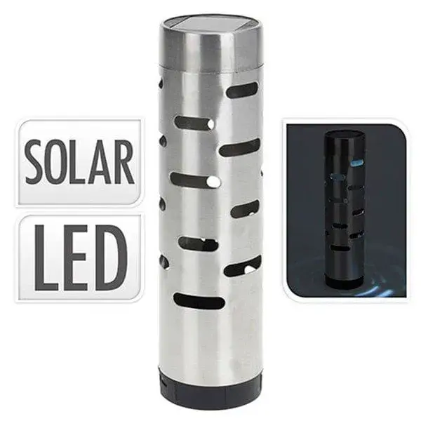Lámpara solar LED cilindro inox mod. 1