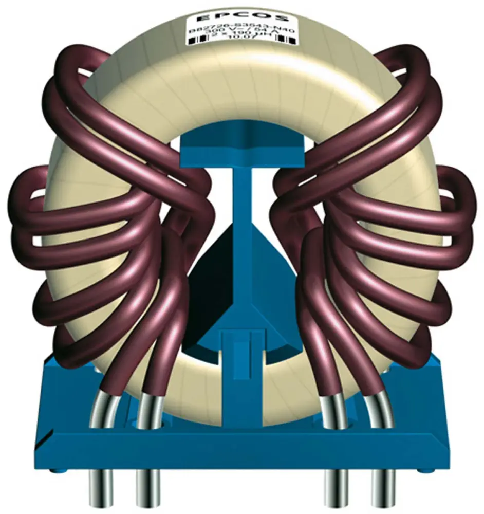 Bobina de arresto EPCOS, 190 μH -30 → +50%, Ferrita, SRF máxima:100kHz, Idc:54A, Rdc:1.1mΩ, 300 V ac | B82726S3543N040