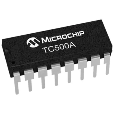 Circuito integrado frontal analógico, TC500ACPE, 17 bits E/S simple, 1 canales, PDIP, 16 pines Microchip