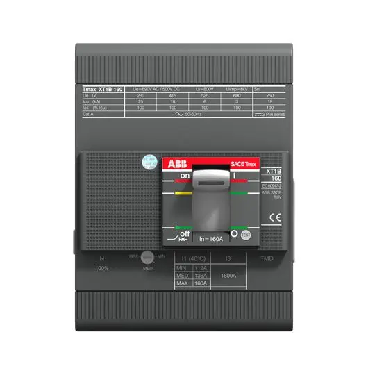 Disyuntores de caja moldeada MCCB ABB, 4 Polos, 125A, Montaje fijo, SACE Tmax XT, XT1N | 1SDA067427R1 XT1N 160 TMD 125A FF