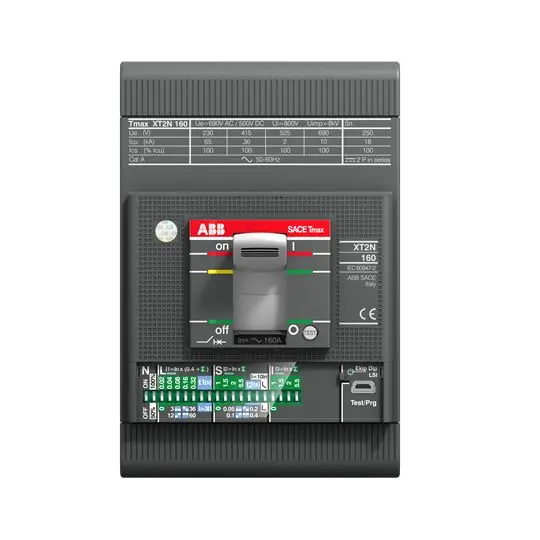 Disyuntores de caja moldeada MCCB ABB, 3 Polos, 63A, Montaje fijo, SACE Tmax XT, XT2N | 1SDA067069R1 XT2N 160 Ekip LSI 63A FF