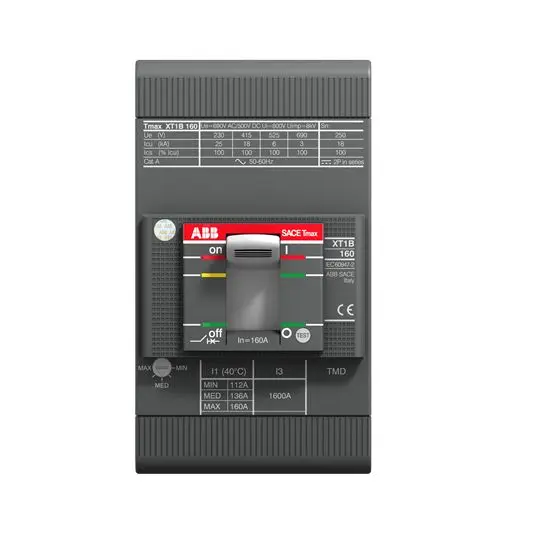 Disyuntores de caja moldeada MCCB ABB, 3 Polos, 20A, Capacidad de Ruptura 25 kA, Montaje fijo, SACE Tmax XT, XT1B | 1SDA06...