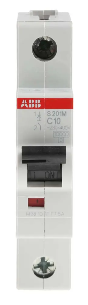 Interruptor automático 1P, 10A, Curva Tipo C, Poder de corte 10 kA S201M-C10, System Pro M Compact, Montaje en Carril | 2...