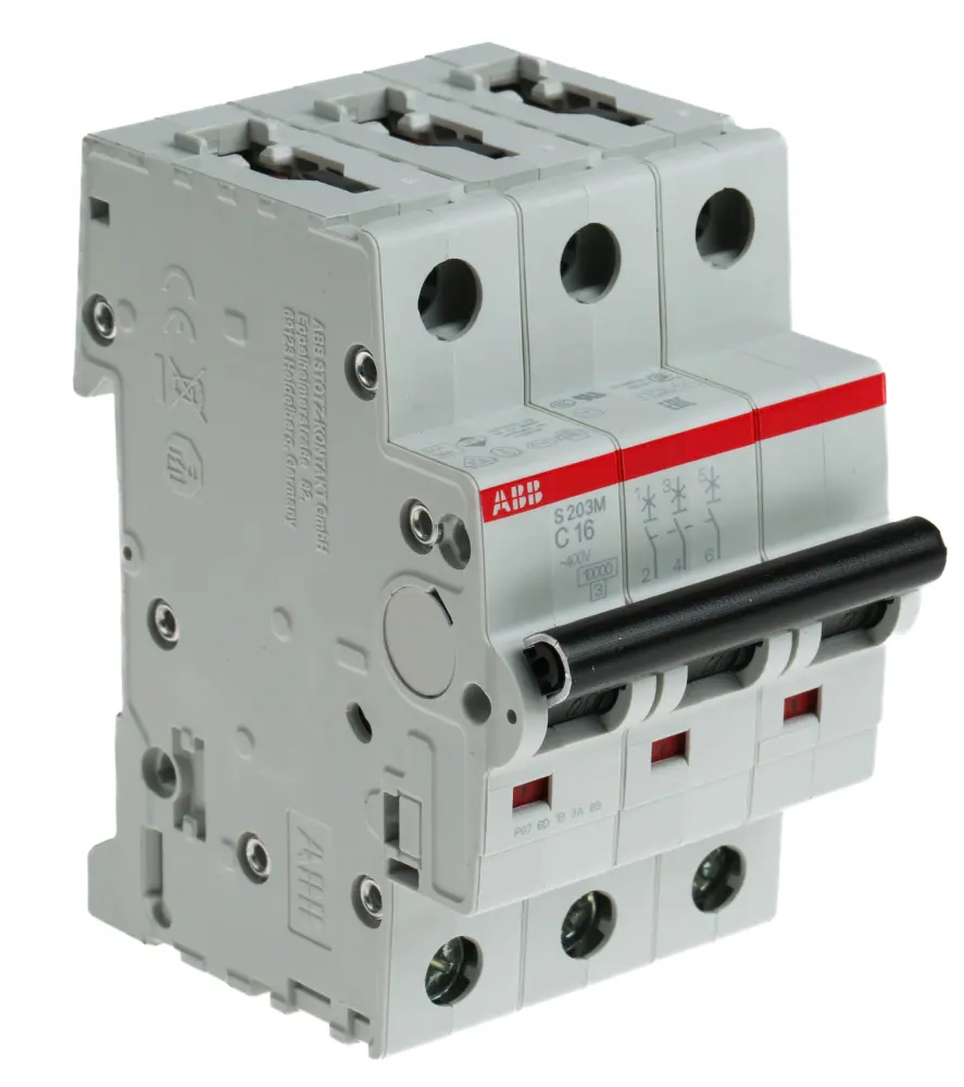 Interruptor automático 3P, 16A, Curva Tipo C, Poder de corte 10 kA S203M-C16, System Pro M Compact, Montaje en Carril | 2...