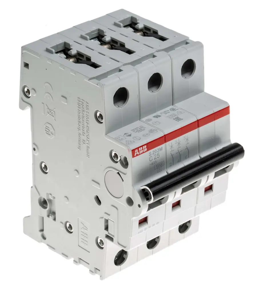 Interruptor automático 3P, 25A, Curva Tipo C, Poder de corte 10 kA S203M-C25, System Pro M Compact, Montaje en Carril | 2...