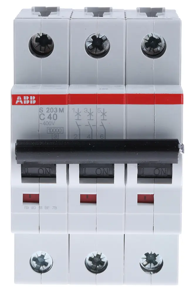 Interruptor automático 3P, 40A, Curva Tipo C, Poder de corte 10 kA S203M-C40, System Pro M Compact, Montaje en Carril | 2...