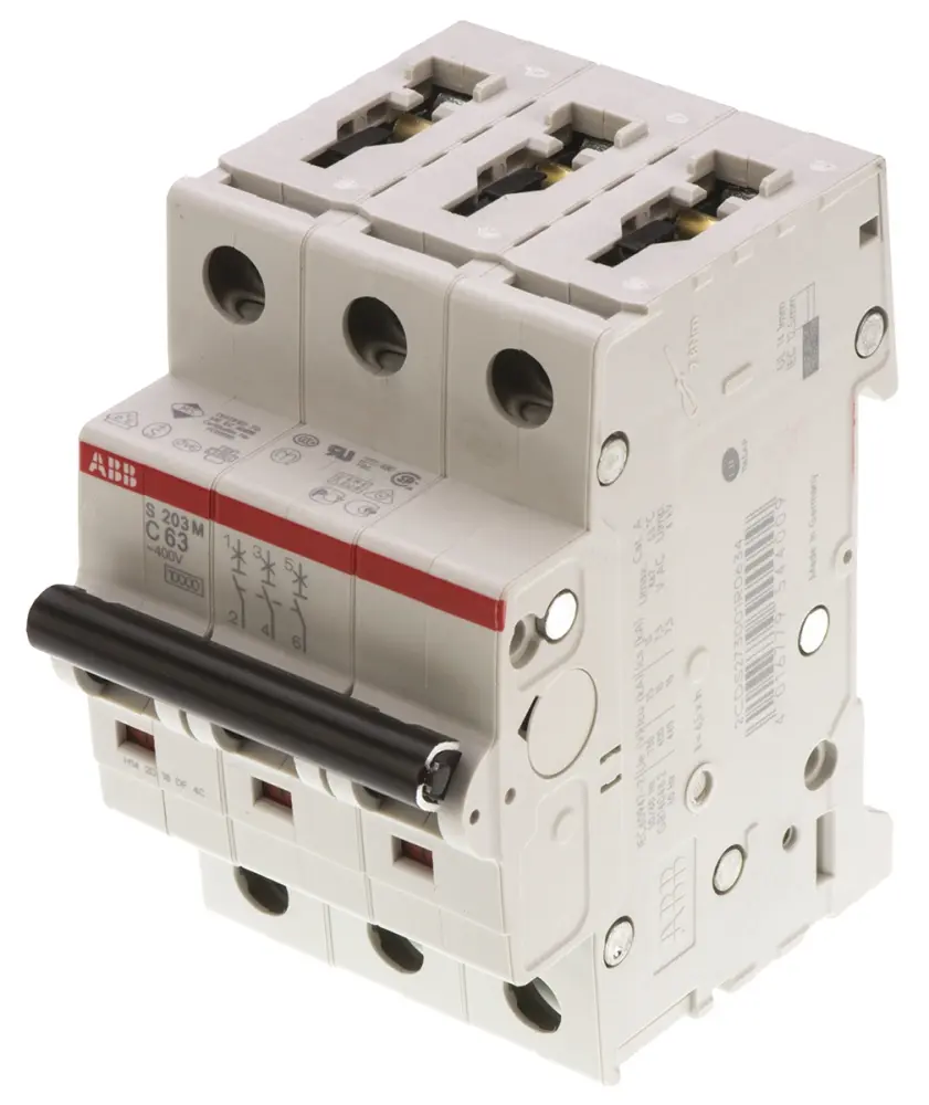 Interruptor automático 3P, 63A, Curva Tipo C, Poder de corte 10 kA S203M-C63, System Pro M Compact, Montaje en Carril | 2...