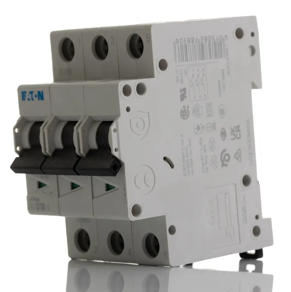 Interruptor automático 3P, 10A, Curva Tipo D, Poder de corte 10 kA FAZ-D10/3, xEffect, Montaje en Carril DIN | 278892 FAZ...
