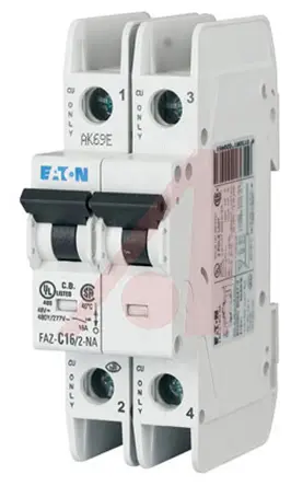 Interruptor automático 2P, 10A, Curva Tipo D, Poder de corte 10 kA, xEffect, Montaje en Carril DIN | 102187 FAZ-D10/2-NA ...
