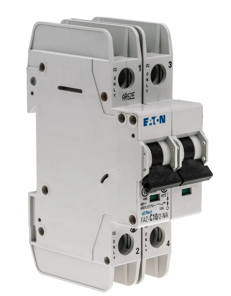 Interruptor automático 2P, 10A, Curva Tipo C, Poder de corte 10 kA, xEffect, Montaje en Carril DIN | 102167 FAZ-C10/2-NA ...