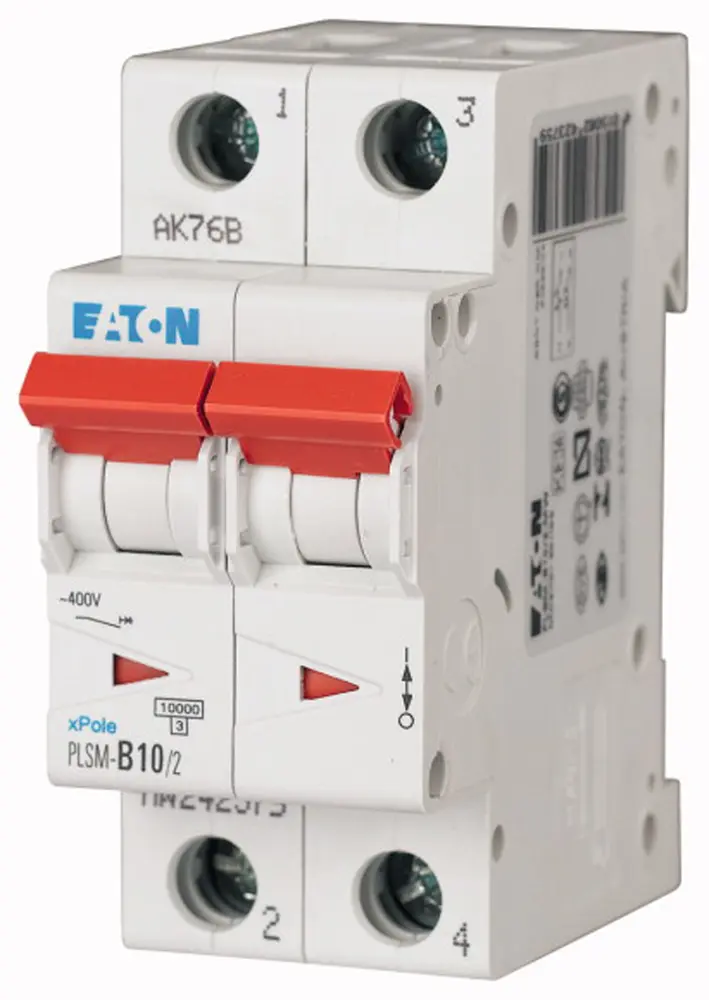 Interruptor automático 2P, 10A, Curva Tipo C, Poder de corte 10 kA, xPole, Montaje en Carril DIN | 242401 PLSM-C10/2-MW E...