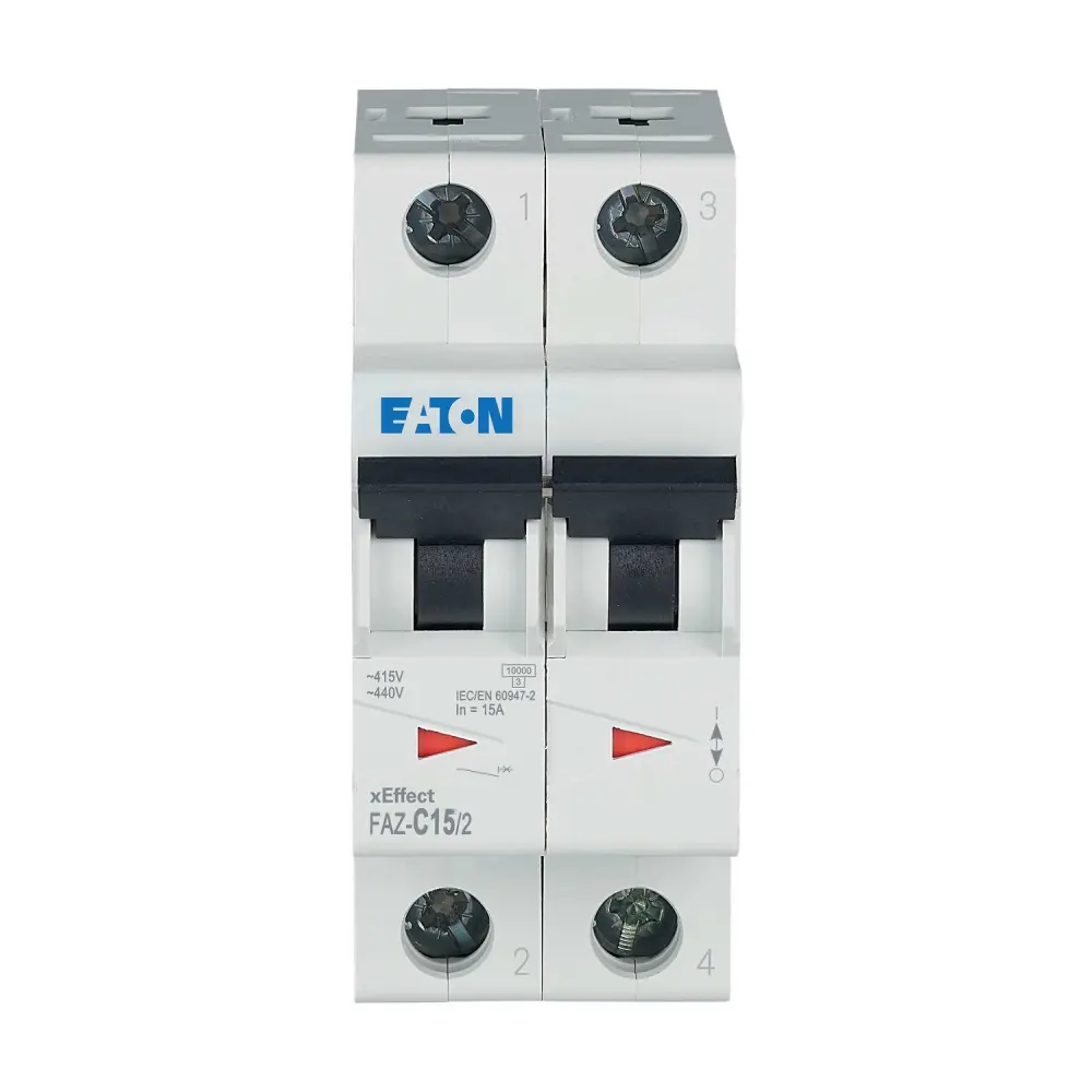 Interruptor automático 2P, 15A, Curva Tipo C, Poder de corte 10 kA FAZ-C15/2, xEffect, Montaje en Carril DIN | 278759 FAZ...