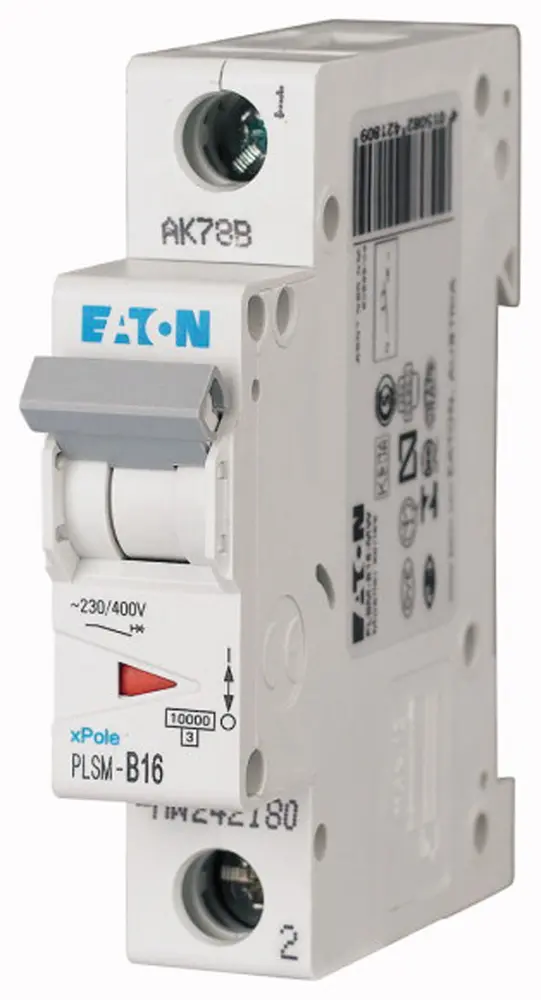 Interruptor automático 1P, 16A, Curva Tipo B, Poder de corte 10 kA, xPole, Montaje en Carril DIN | 242180 PLSM-B16-MW Eaton