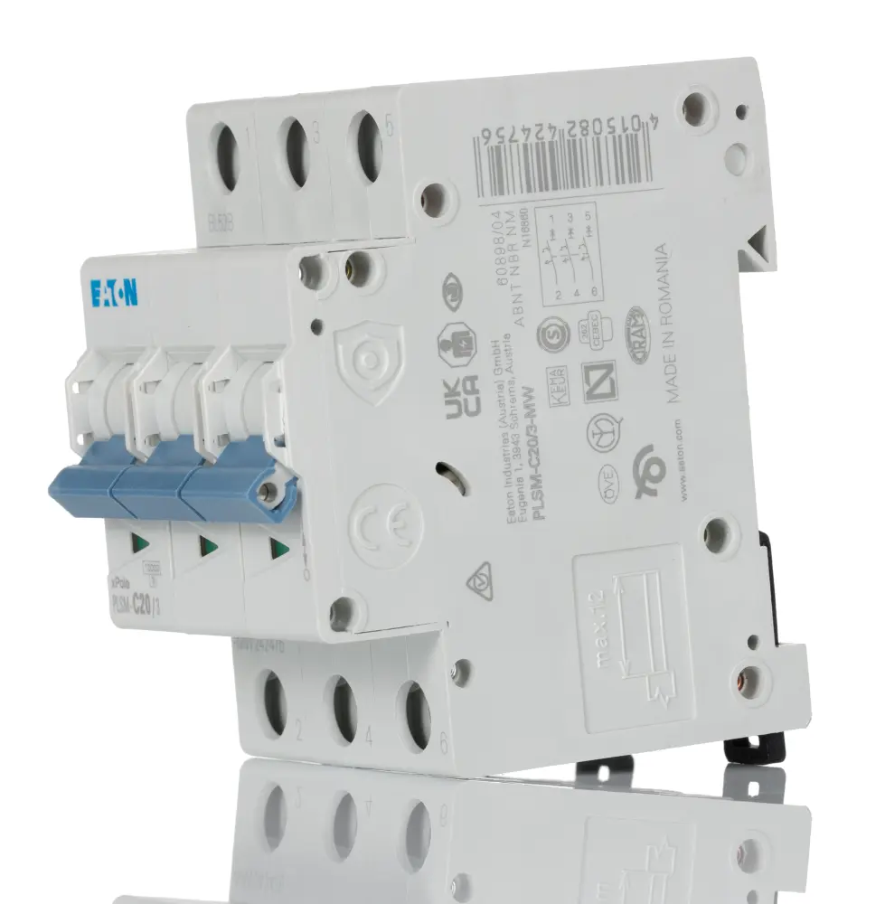 Interruptor automático 3P, 20A, Curva Tipo C, Poder de corte 10 kA, xPole, Montaje en Carril DIN | 242475 PLSM-C20/3-MW E...