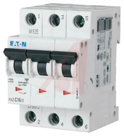 Interruptor automático 3P, 25A, Curva Tipo D, Poder de corte 10 kA, xEffect, Montaje en Carril DIN | 278898 FAZ-D25/3 Eaton