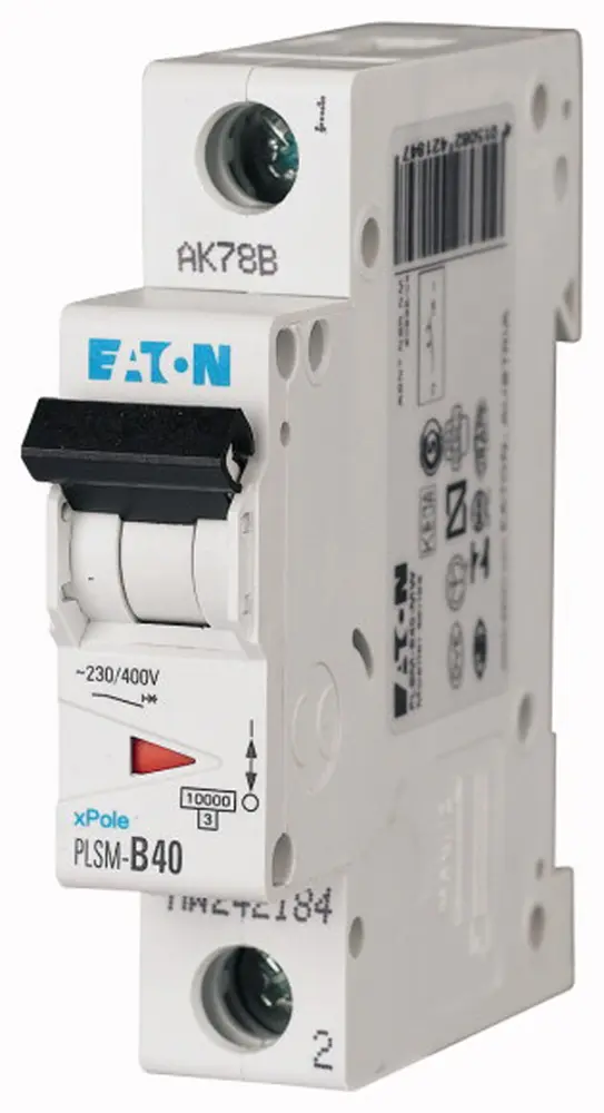Interruptor automático 1P, 40A, Curva Tipo C, Poder de corte 10 kA, xPole, Montaje en Carril DIN | 242210 PLSM-C40-MW Eaton