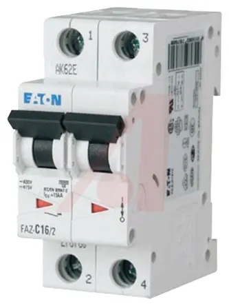 Interruptor automático 2P, 50A, Curva Tipo C, Poder de corte 10 kA, xEffect, Montaje en Carril DIN | 278765 FAZ-C50/2 Eaton