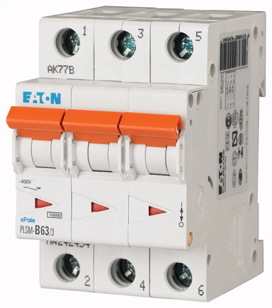 Interruptor automático 3P, 63A, Curva Tipo C, Poder de corte 10 kA 242480, xPole, Montaje en Carril DIN | 242480 PLSM-C63...