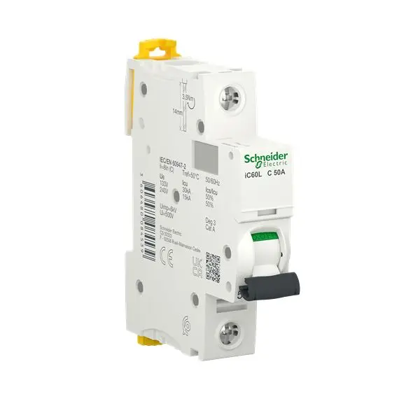 Interruptor automático 1P, 50A, Curva Tipo C, Poder de corte 15 kA, Acti9 | A9F94150 Schneider Electric
