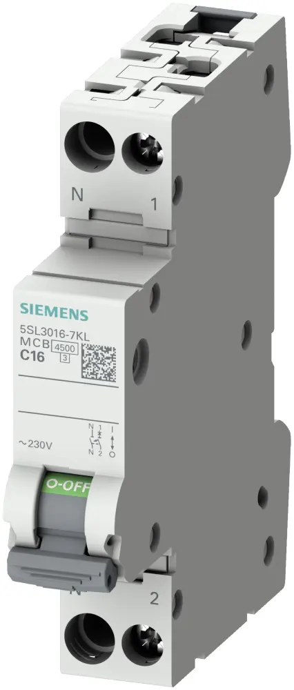 Disyuntor 1+N, 10A, Curva Tipo C, Poder de corte 4,5 KA, SENTRON | 5SL3010-7KL Siemens