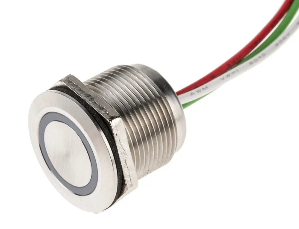 Interruptor capacitivo capacitivo , NC, Enclavamiento, , iluminado, Led Azul, 30V dc, 1.5A, IP68
