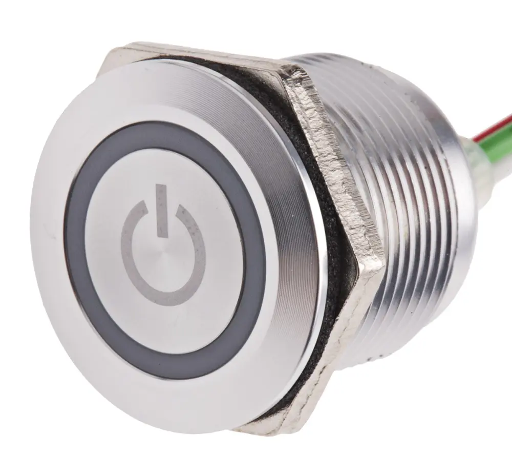 Interruptor capacitivo capacitivo , NO, Momentánea, , iluminado, Led Verde, Rojo, 30V dc, 1.5A, IP68