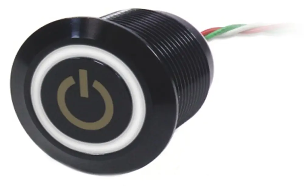 Interruptor capacitivo capacitivo , NC, Momentánea, , iluminado, Led Azul, blanco, 30V dc, 1.5A, IP68