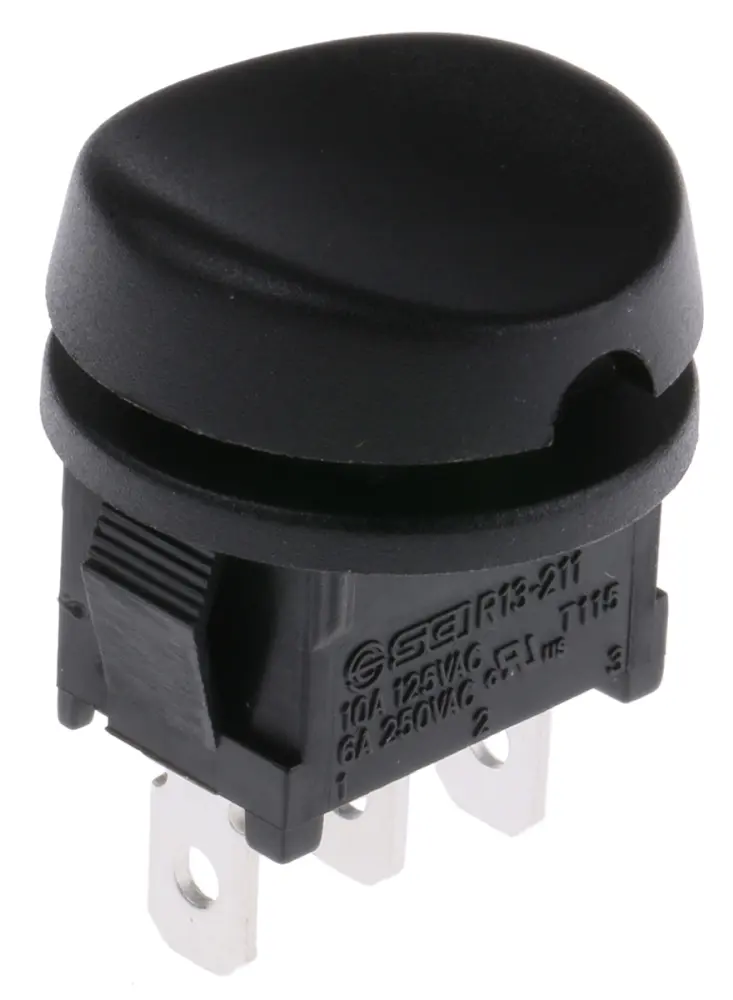 Interruptor de balancín, Contacto SPDT, On-Off-On, 10 125 V ac, No, Negro