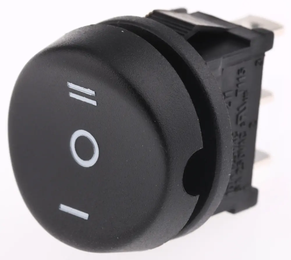 Interruptor de balancín, Contacto SPDT, On-Off-On, 10 125 V ac, No, Negro