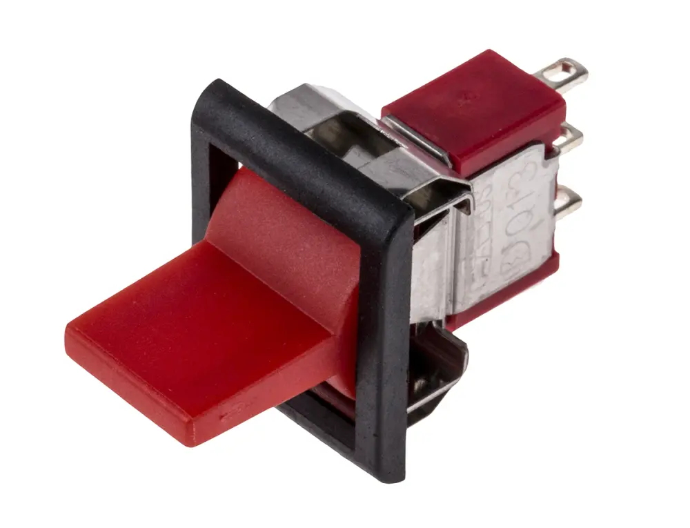 Interruptor de balancín, Contacto SPDT, (On)-Off-(On), 5 , No, Rojo