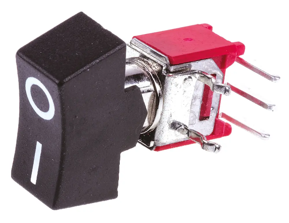 Interruptor de balancín, Contacto SPDT, On-(On), 3 , No, Negro