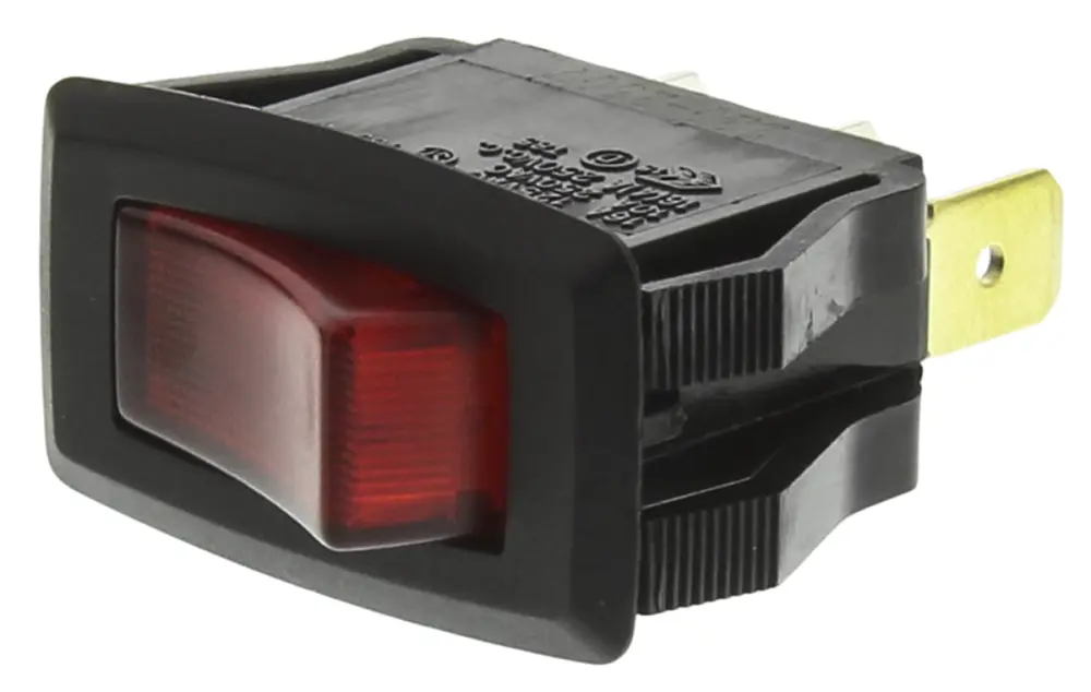 Interruptor de balancín, Contacto SPST, On-Off, 16 , Iluminado, Rojo