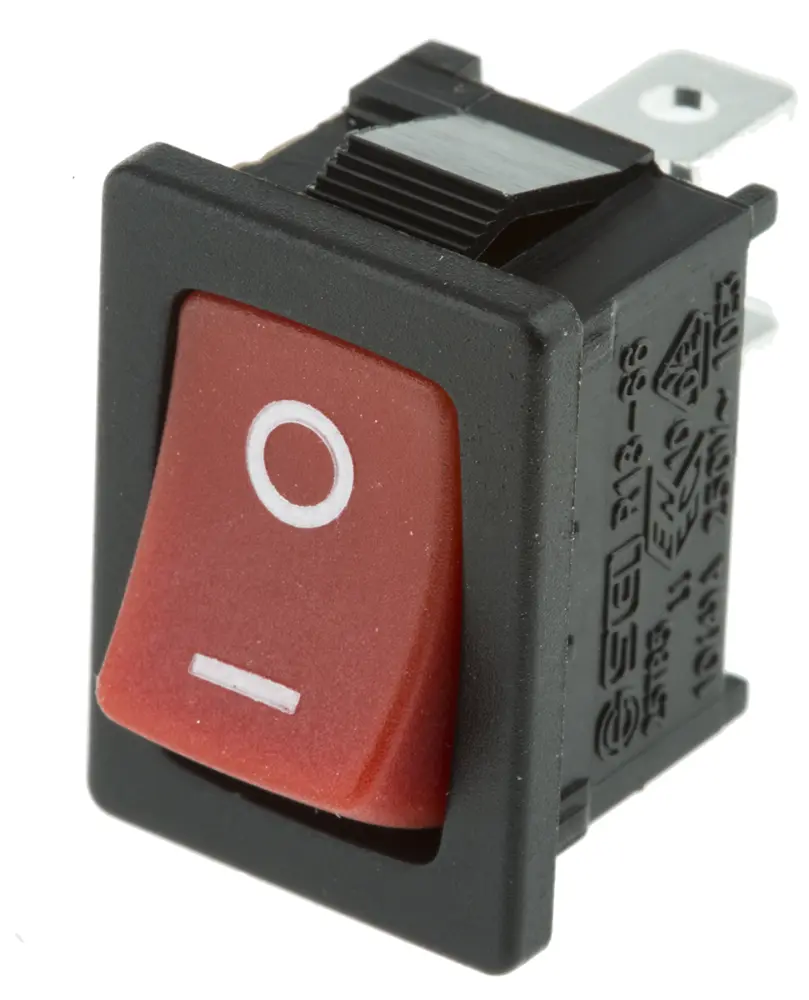 Interruptor de balancín, Contacto SPST, On-Off, 16 , No, Rojo