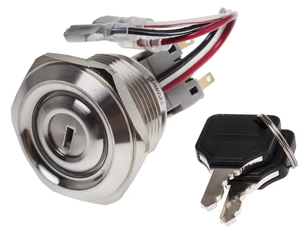 Interruptor de llave, IP40, DPDT, 5 , 2 vías, -20 → +55°C