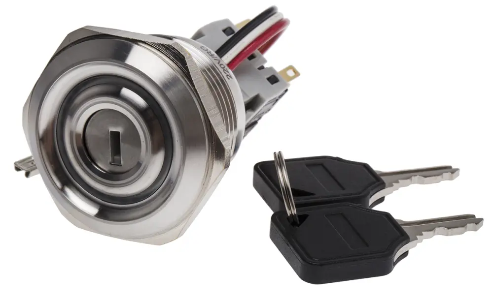 Interruptor de llave, IP40, DPDT, 5 , 2 vías, -20 → +55°C