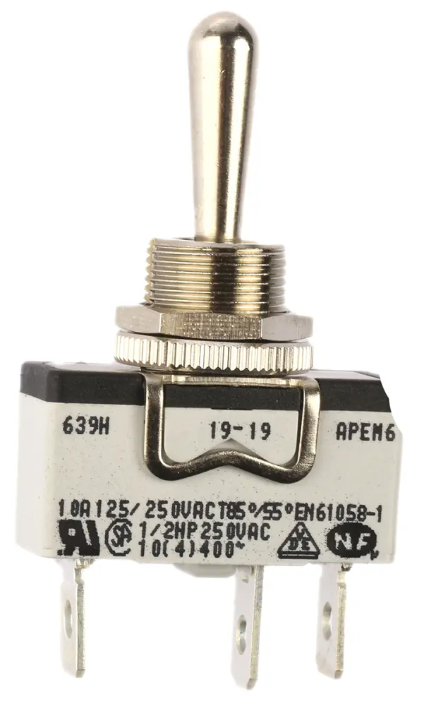 Interruptor de palanca SPST, Funcionamiento On-Off-On | 639H/2 APEM