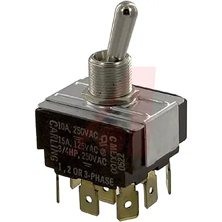 Interruptor de palanca 3PDT, Funcionamiento On-On | HL251-73 Carling Technologies