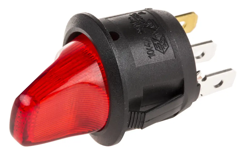 Interruptor de palanca SPST, Funcionamiento On-Off, luminoso